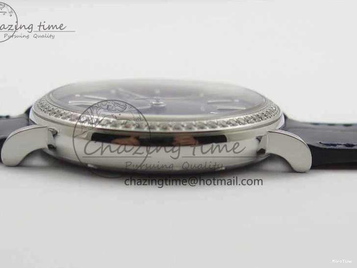 MIROTIME 0429 Portofino 37mm SS V7F 1:1 Best Edition Blue Dial Diamonds Bezel on Blue Leather Strap A Chic 7093